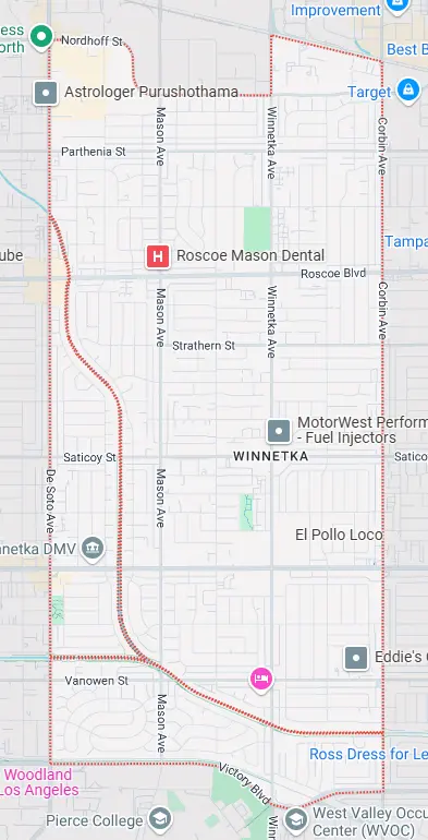 Map for appliance repair in WInnetka.